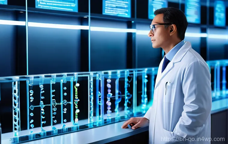 정밀 의학에서의 차세대 염기서열 분석 - **Image Prompt: Personalized Health Blueprint**
"A diverse adult scientist or doctor is in a sle...