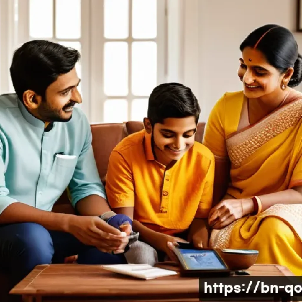 정밀 의학의 전주기 관리 - A detailed scene showing a Bengali family sitting in a cozy living room, discussing personalized pre...