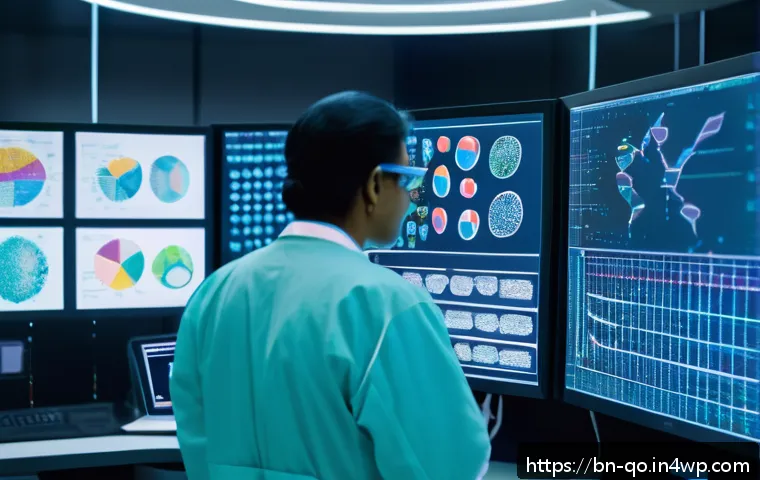 정밀 의학의 글로벌 연구 그랜드 챌린지 - A high-tech medical laboratory scene focused on genetic profiling, showcasing a Bengali scientist an...