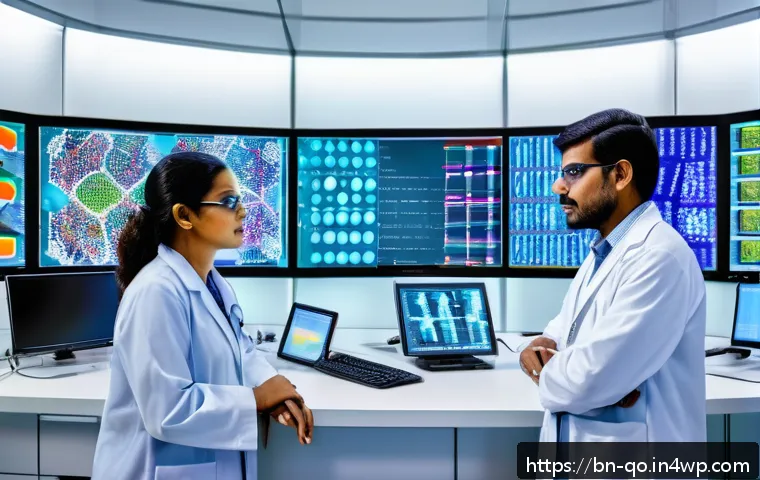정밀 의학의 치료 접근법 비교 - A detailed scientific illustration of precision medicine focusing on genomic sequencing: a modern la...